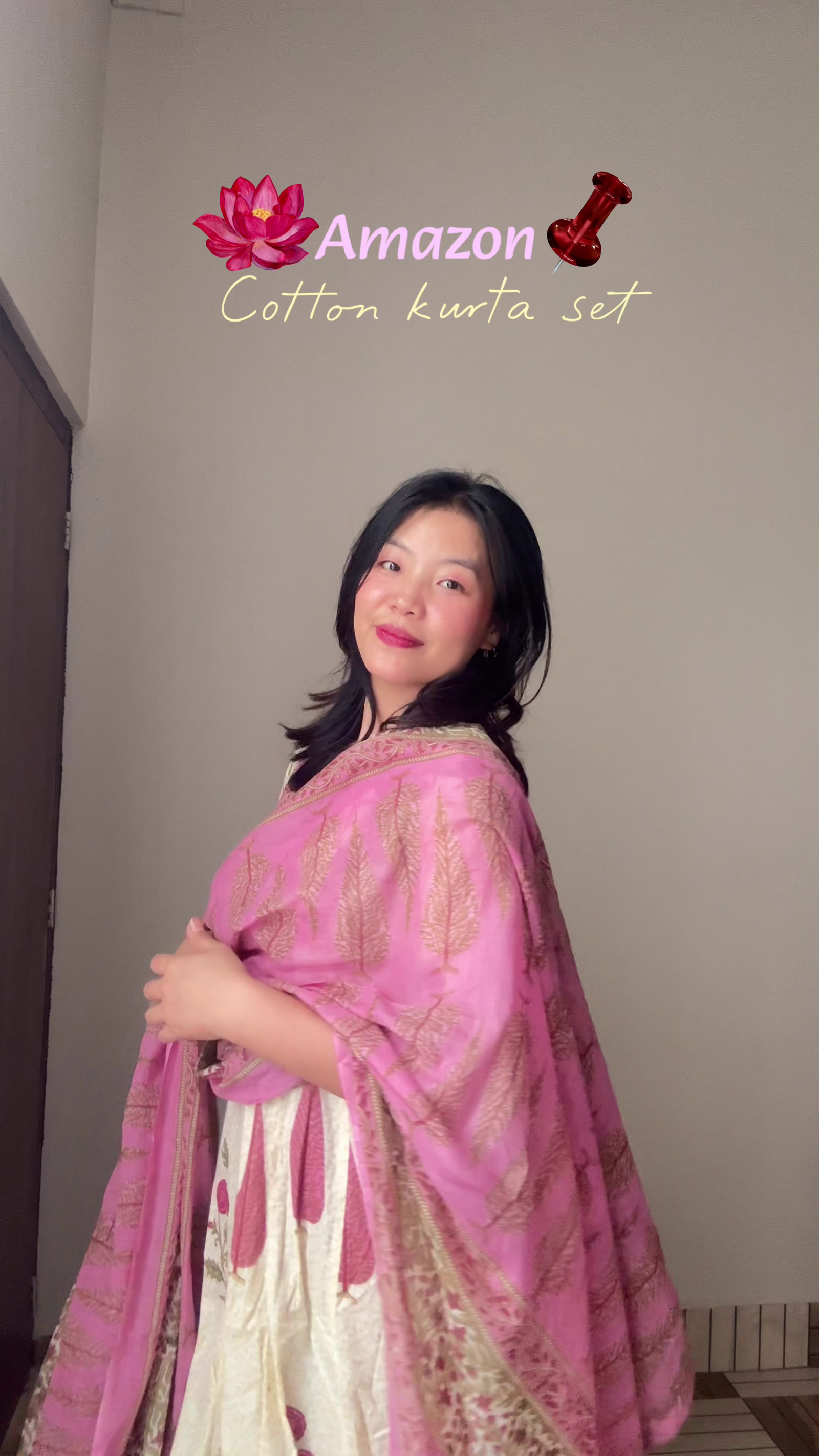 🌸 Blush Bloom Cotton Kurta Set with Dupatta 🌸