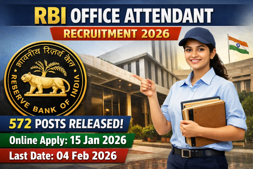 RBI Office Attendant Recruitment 2026 572 Vacancies, Apply Online