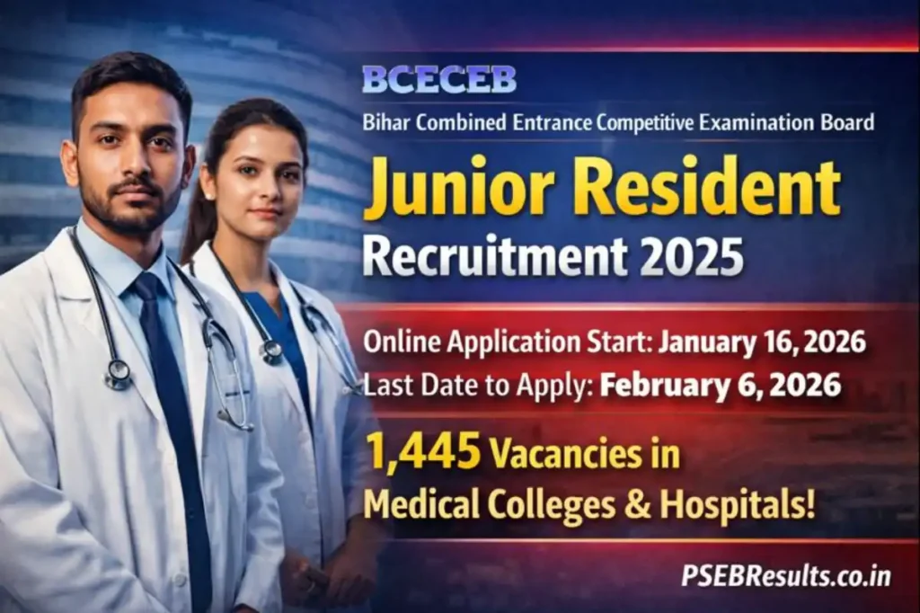 Bihar BCECE Junior Resident Recruitment 2026