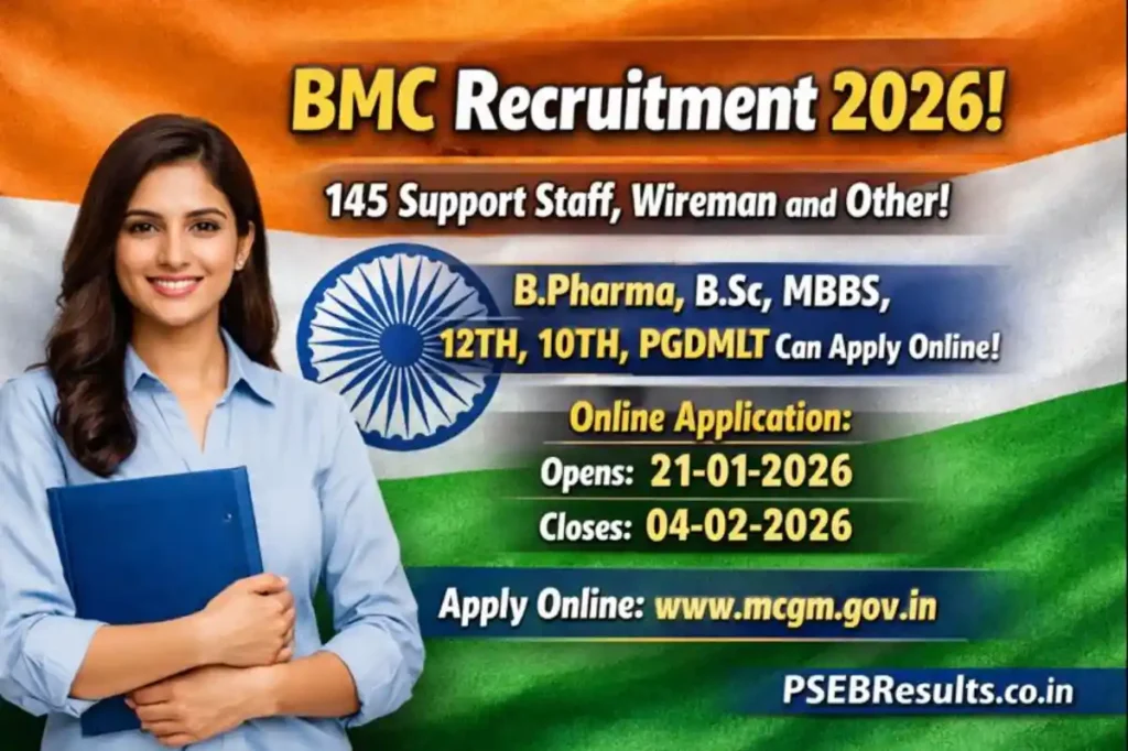 BMC Recruitment 2026 - Apply Offline for 145 Support Staff, Wireman and Other Posts