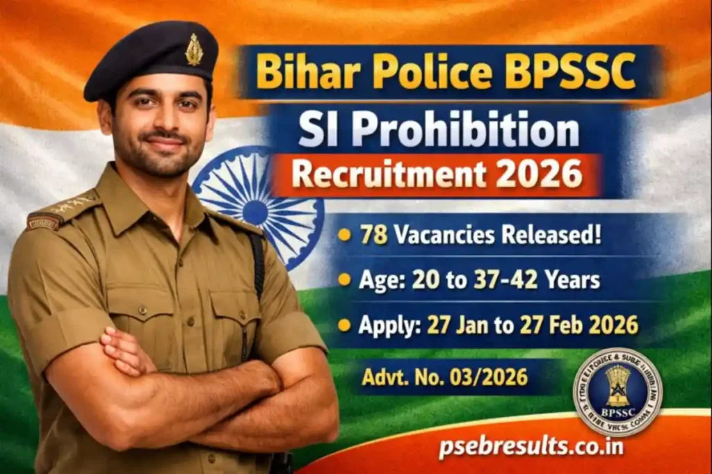 BPSSC SI Prohibition Recruitment 2026: Apply for 78 Posts, Age Limit, Dates