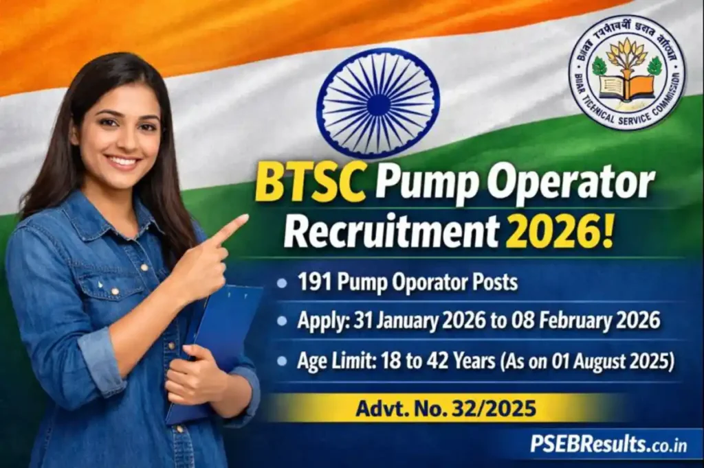 BTSC Pump Operator 191 Vacancies 2026: Online Form Re-Opens Jan 31 - Feb 8