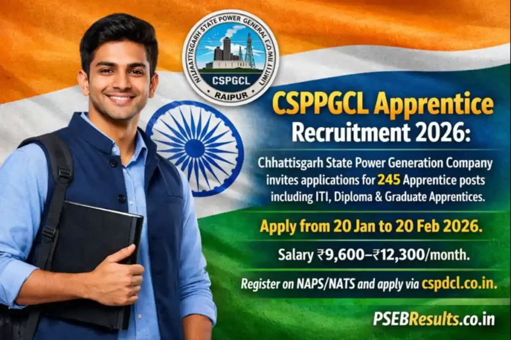 CSPGCL Apprentice 2026 Online Form: 245 Vacancies, ₹9600-12300 Salary | Apply Now