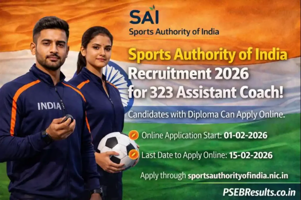 SAI Assistant Coach Recruitment 2026 for 323 Posts
