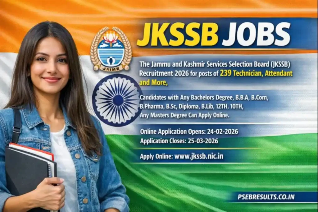 JKSSB Recruitment 2026 - Apply Online for 239 Technician, Attendant and More Posts