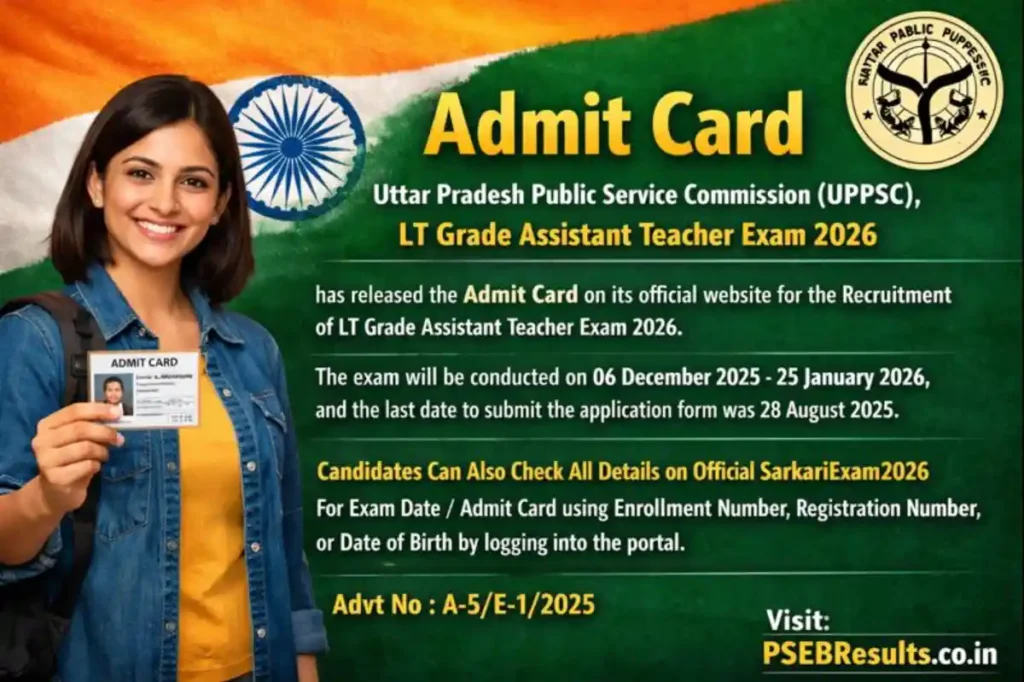 UPPSC LT Grade Teacher Admit Card 2026 – Download Link, Exam Date, Hall Ticket