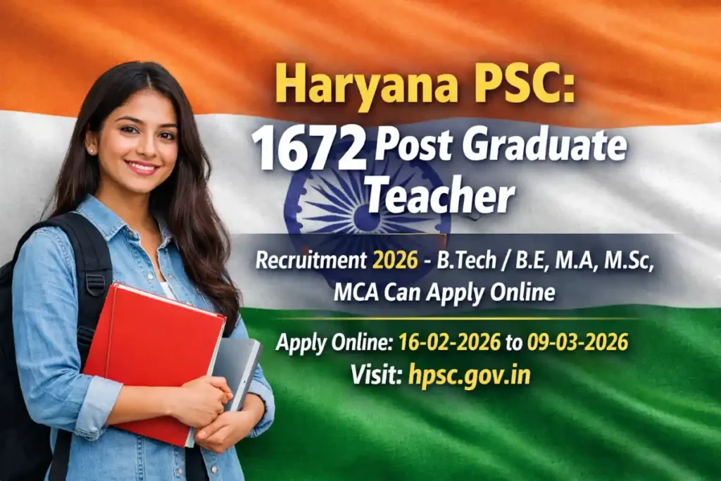 1672 PGT Teacher Vacancies 2026: Haryana PSC Online Application Open