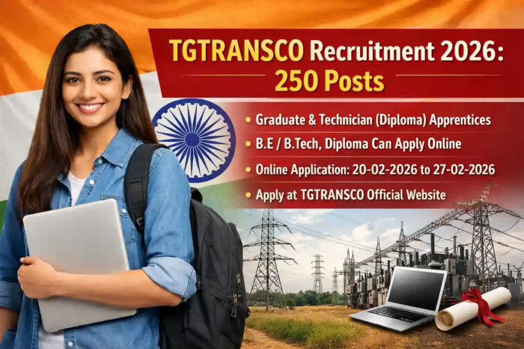 TGTRANSCO Apprentice 2026 Notification: 250 Vacancies, Apply Online Feb 20-27