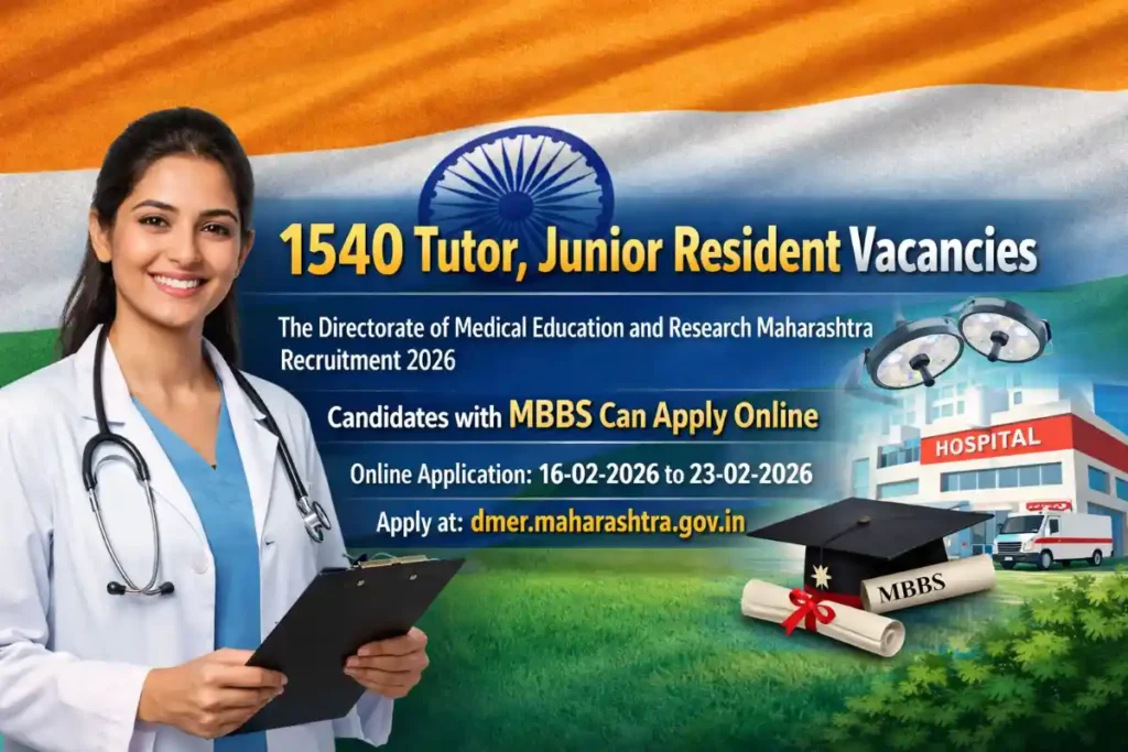 DMER Maharashtra Bharti 2026: 1540 Tutor & JR Vacancy | MBBS Jobs 2026