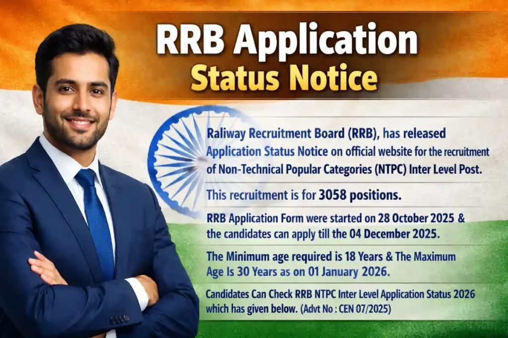 How to Check RRB NTPC Application Status 2026 for 3058 Vacancies