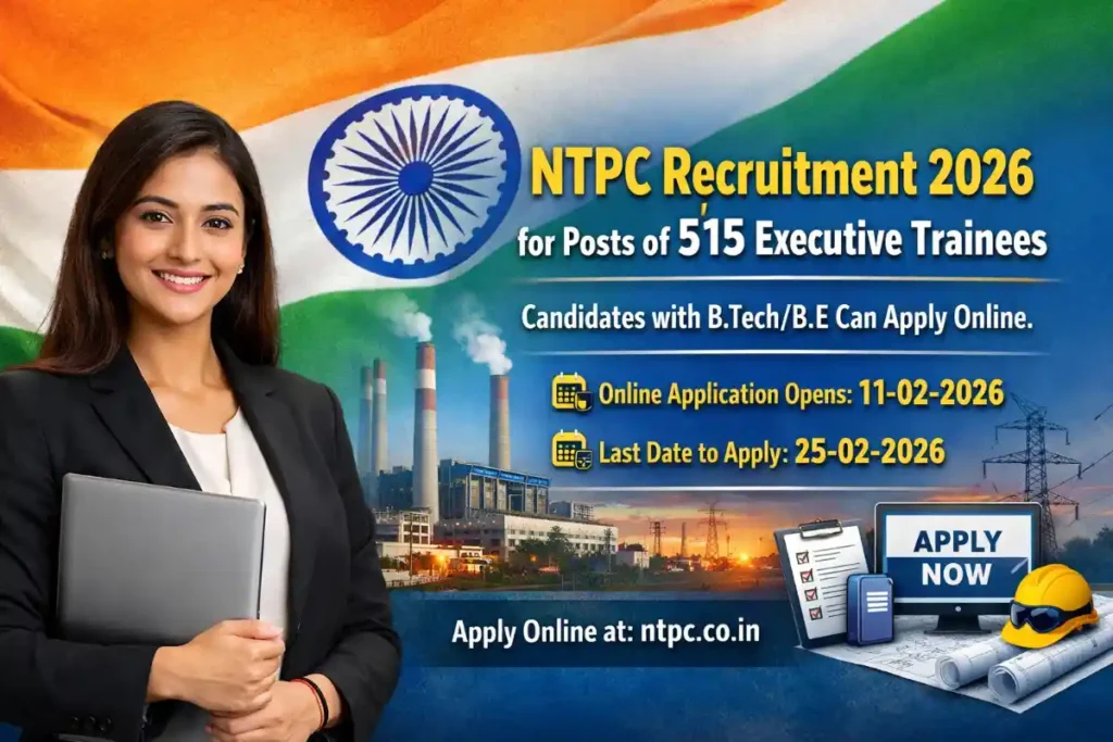 NTPC Recruitment 2026 Out: 515 Executive Trainee Posts for B.Tech/B.E, Apply @ ntpc.co.in