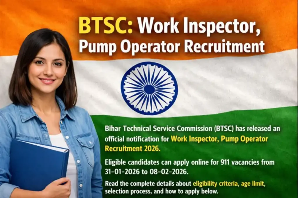 Work Inspector, Pump Operator Recruitment 2026: BTSC Announces 911 Vacancies